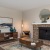 a living room with a fireplace